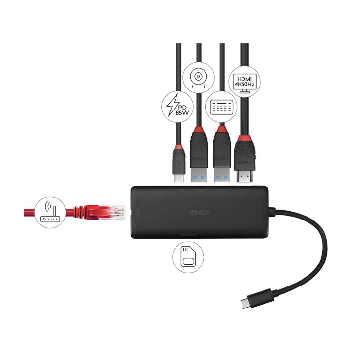 LINDY Estación de acoplamiento USB-C compacta para portátil