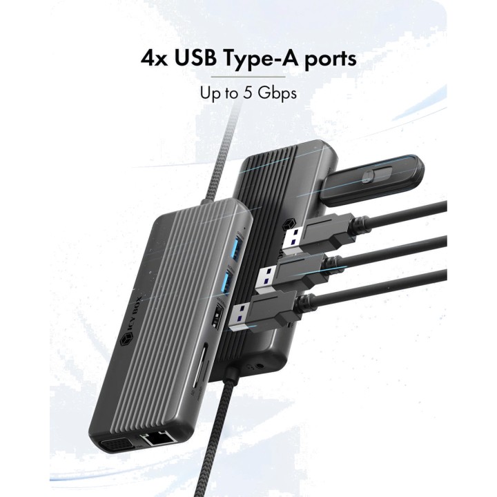 ICY BOX Station d’accueil USB-C pour trois moniteurs avec