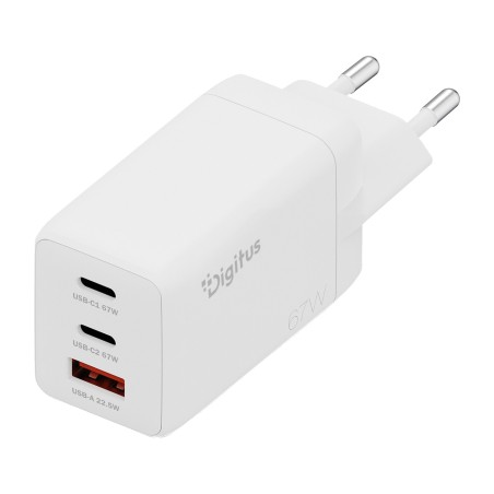 cargador usb gan de pared con triple puerto 67w 2c+1a da-10303