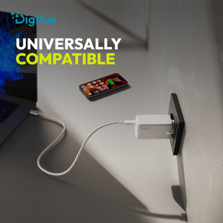 DIGITUS Cargador USB GaN de pared con triple puerto 67W