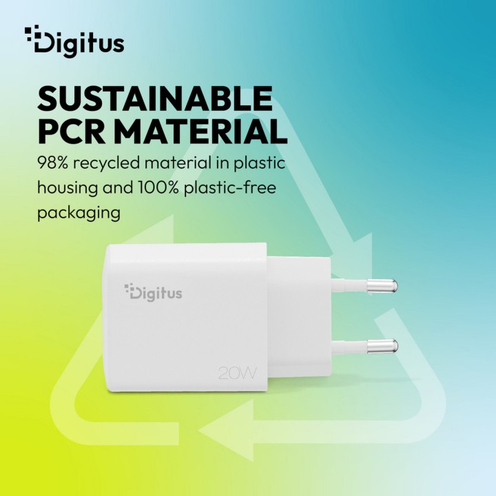 DIGITUS Dupla portos USB fali töltő 20W 1C+1A DA-10300