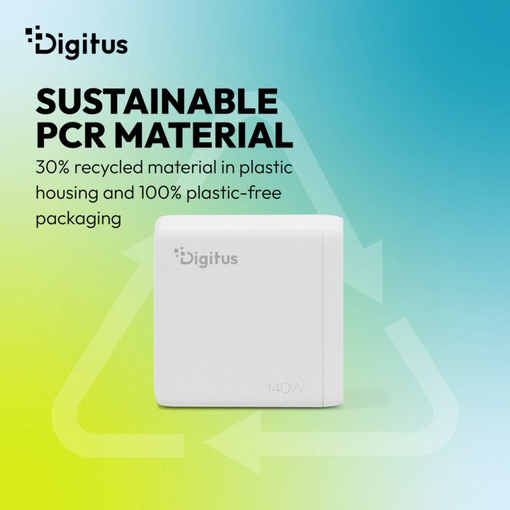 DIGITUS GaN USB-pöytälaturi jalustalla ja neljällä portilla