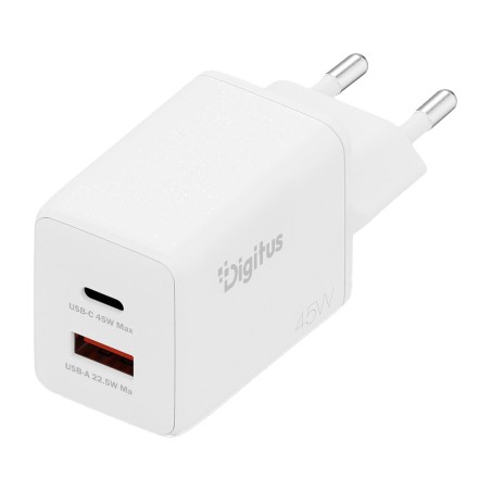 cargador usb gan de pared con doble puerto 45w 1c+1a da-10302