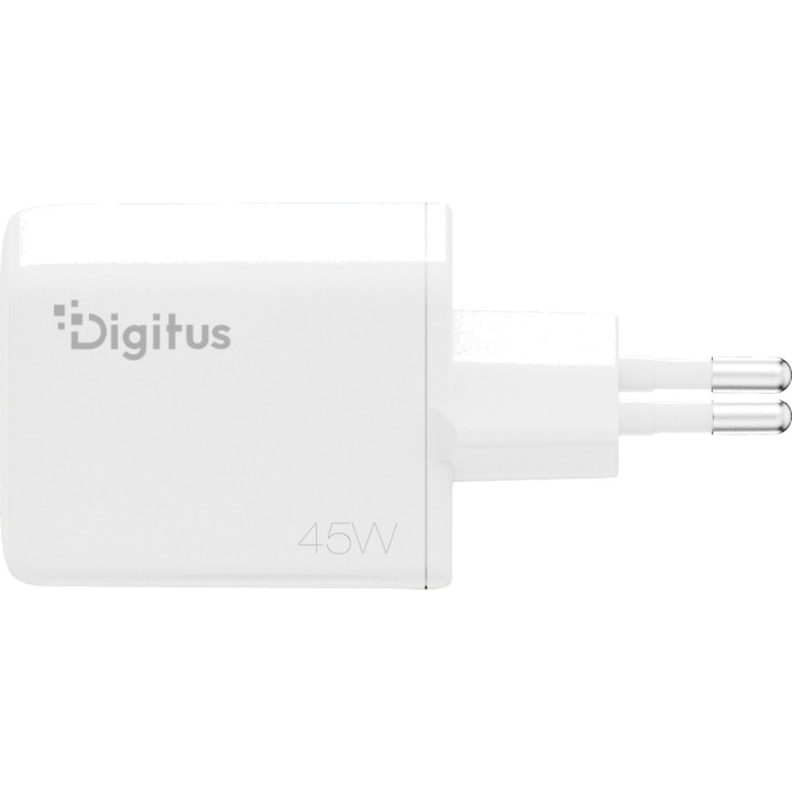 DIGITUS Cargador USB GaN de pared con doble puerto 45W