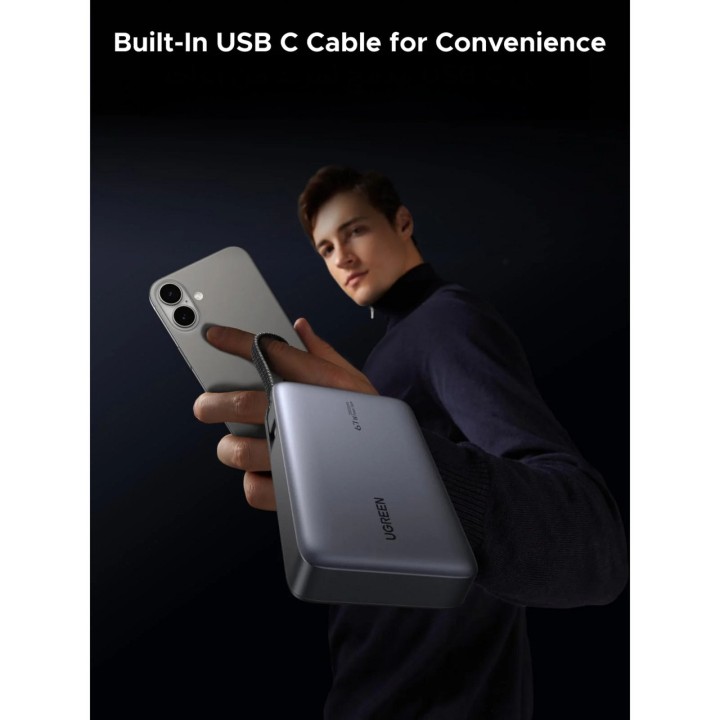 UGREEN Power bank a ricarica rapida con cavo USB-C integrato