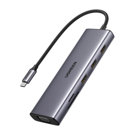 hub usb-c 10 en 1 con hdmi, vga, red y lector de tarjetas revodok-15601