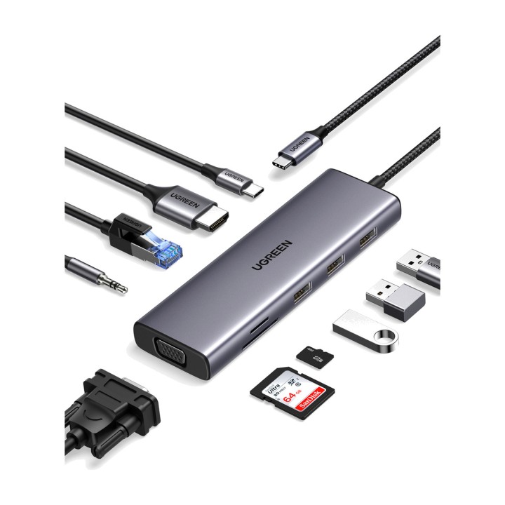 UGREEN 10-in-1-USB-C-Hub mit HDMI, VGA, Netzwerk und