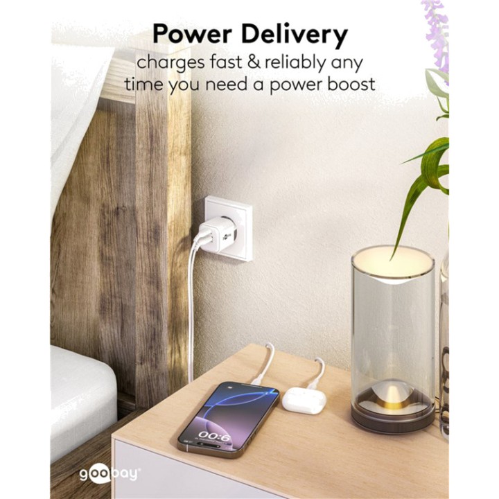 GOOBAY Chargeur mural rapide GaN avec ports USB-C et USB-A