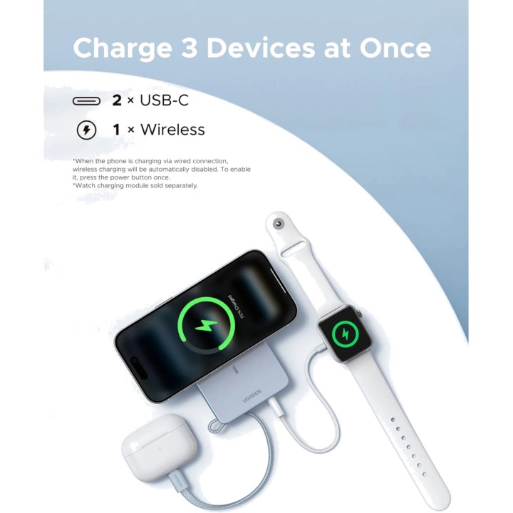 UGREEN Magnetic wireless charging Qi2 power bank
