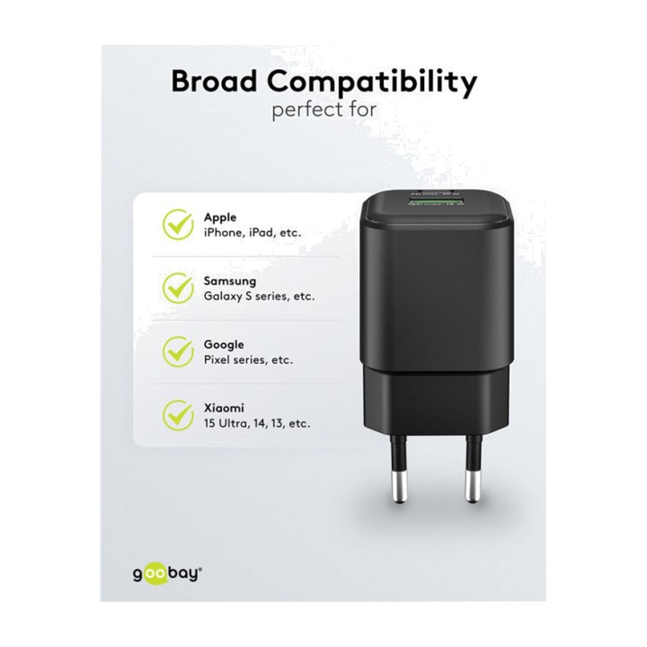 GOOBAY Cargador rápido de pared GaN con puertos USB-C