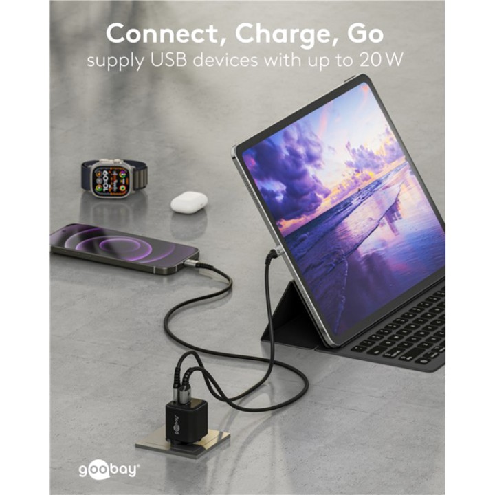 GOOBAY Cargador rápido de pared GaN con puertos USB-C