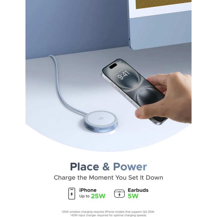 UGREEN Magnetická bezdrôtová stolová nabíjačka MAGFLOW-W753