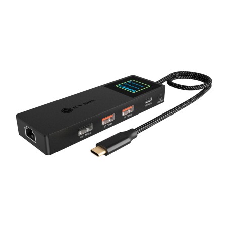 kompakte usb-c-dockingstation mit netzwerk und hdmi ib-dk4038-lcd spade-dock 100w 4k