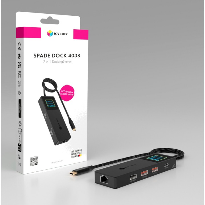 ICY BOX Compact USB-C docking station with network and HDMI