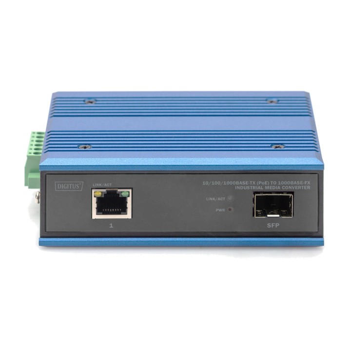 DIGITUS Convertisseur de média industriel avec PoE pour rail