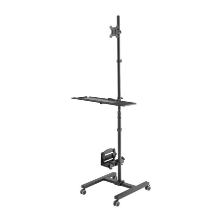 estación de trabajo móvil con ruedas y altura regulable para monitor, teclado y pc 17-32" 20kg vesa-100x100 da-90374