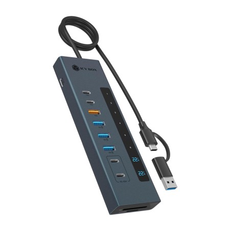 hub usb-c de 11 puertos con lector de tarjetas ib-hub1742cr-c2pd 10gbps