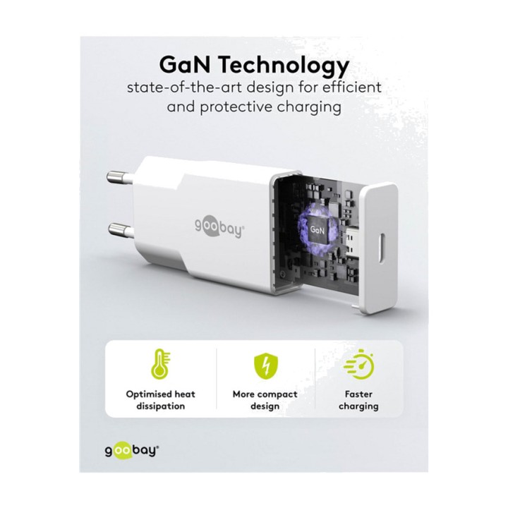 GOOBAY Ultraflaches GaN-USB-C-Schnellladegerät für die