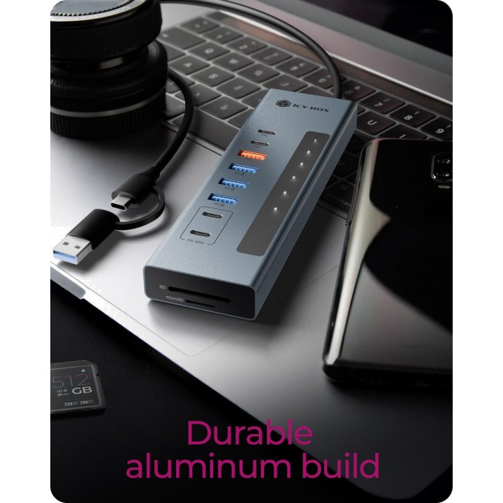 ICY BOX Hub USB-C a 11 porte con lettore di schede