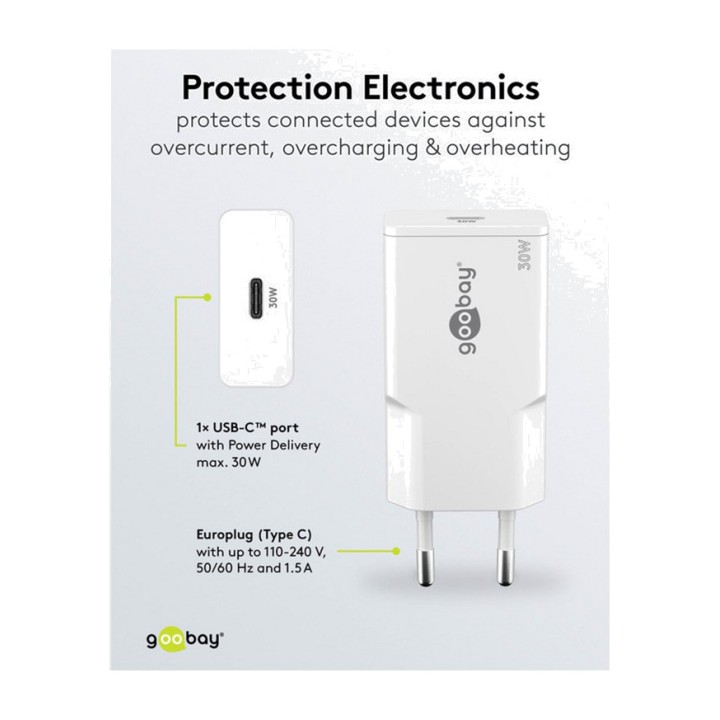 GOOBAY Chargeur mural rapide USB-C GaN extra-plat PD