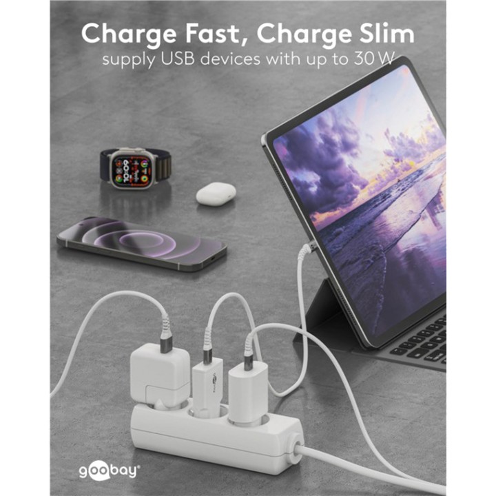GOOBAY Caricatore da parete rapido USB-C GaN ultrasottile PD