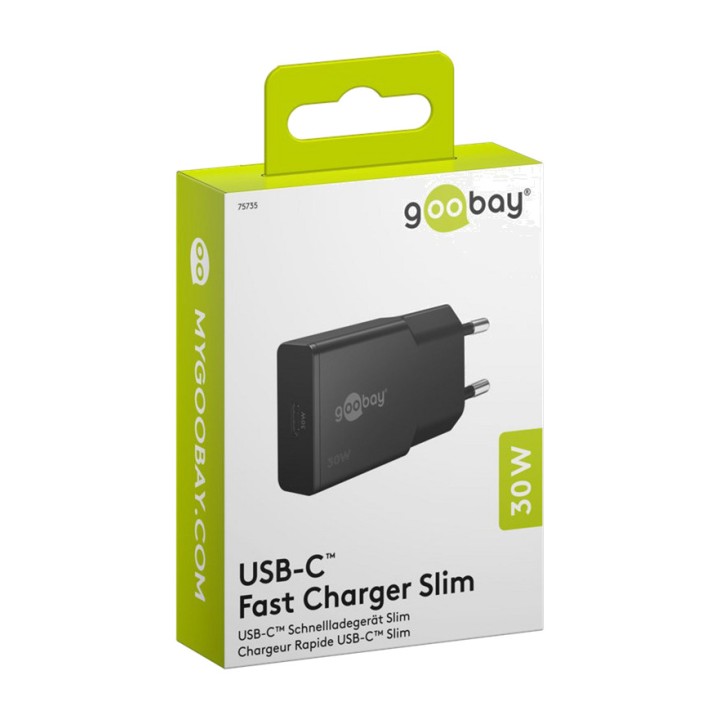 GOOBAY Cargador rápido de pared USB-C GaN extraplano PD