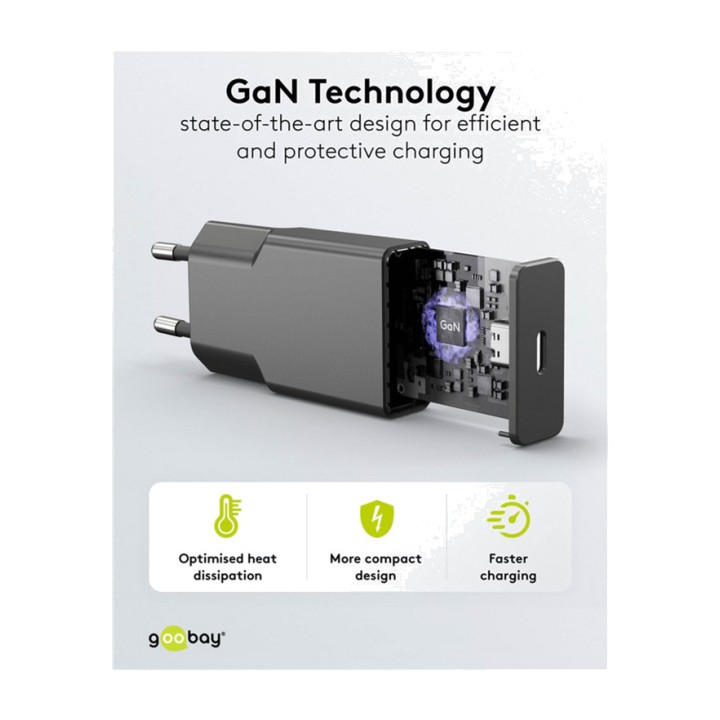 GOOBAY Cargador rápido de pared USB-C GaN extraplano PD