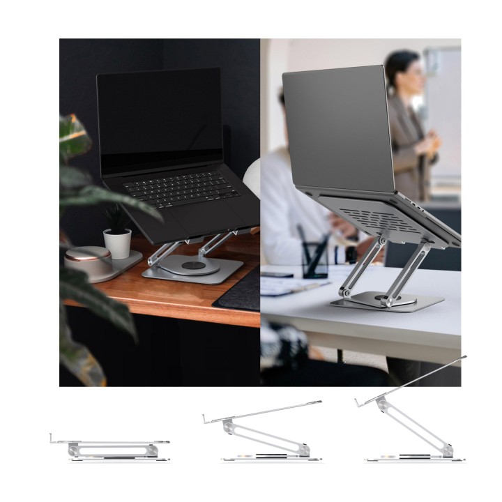 ICY BOX Drehbarer Laptopständer aus Aluminium bis 17 Zoll