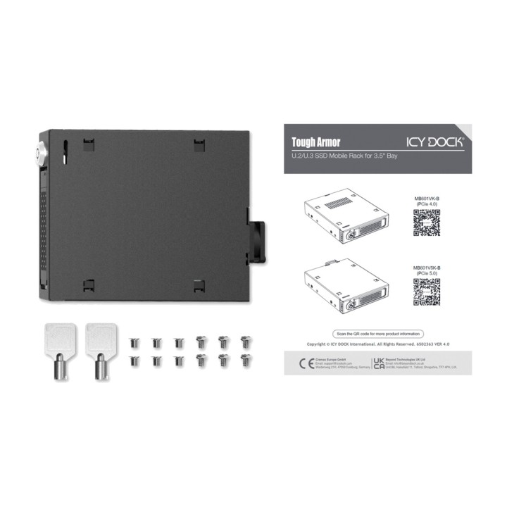 ICY DOCK Bastidor extraíble para SSD NVMe U.2 y U.3 en bahía