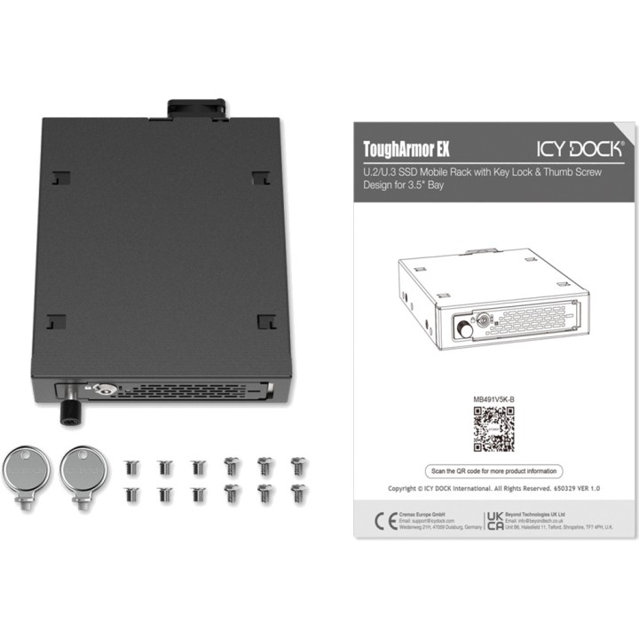 ICY DOCK Gepanzerter Wechselrahmen für U.2-NVMe-SSDs und U.3
