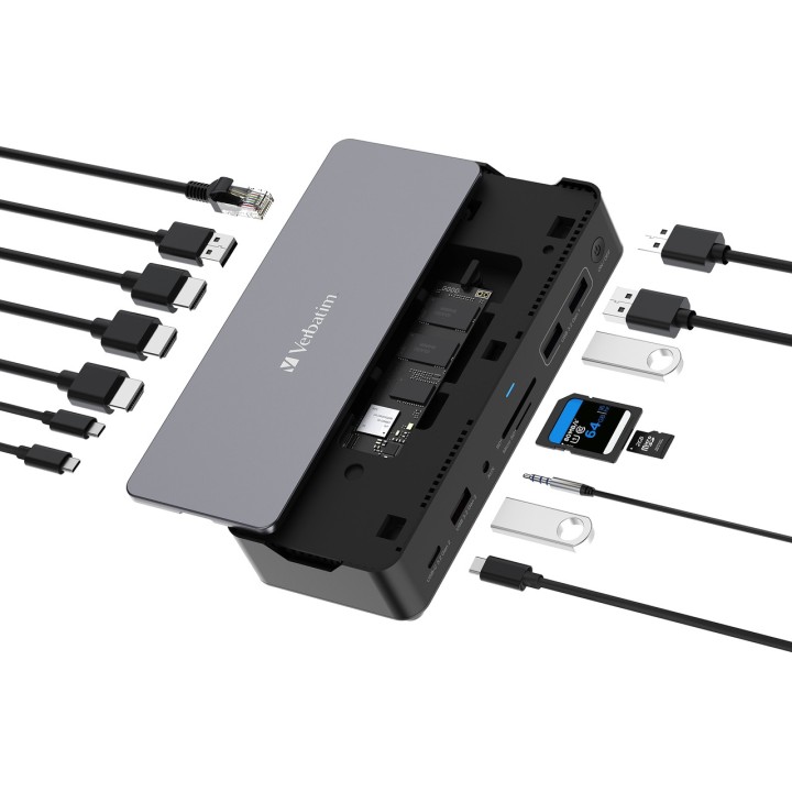 VERBATIM Estación de acoplamiento USB-C para portátil con