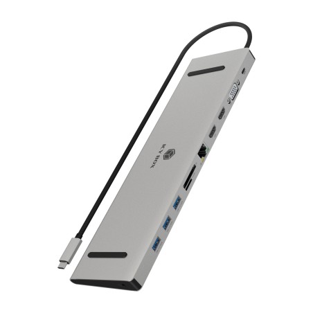 estación de acoplamiento usb-c con elevador para portátil y salida vga ib-dk2106a-cpd 100w 3,5 mm