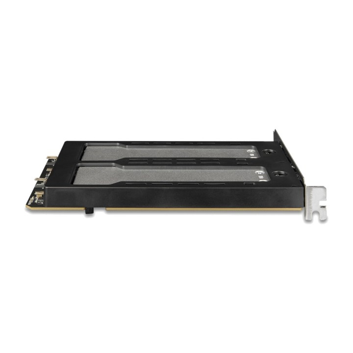 ICY DOCK PCIe card with removable trays for 2 M.2 NVMe SSDs