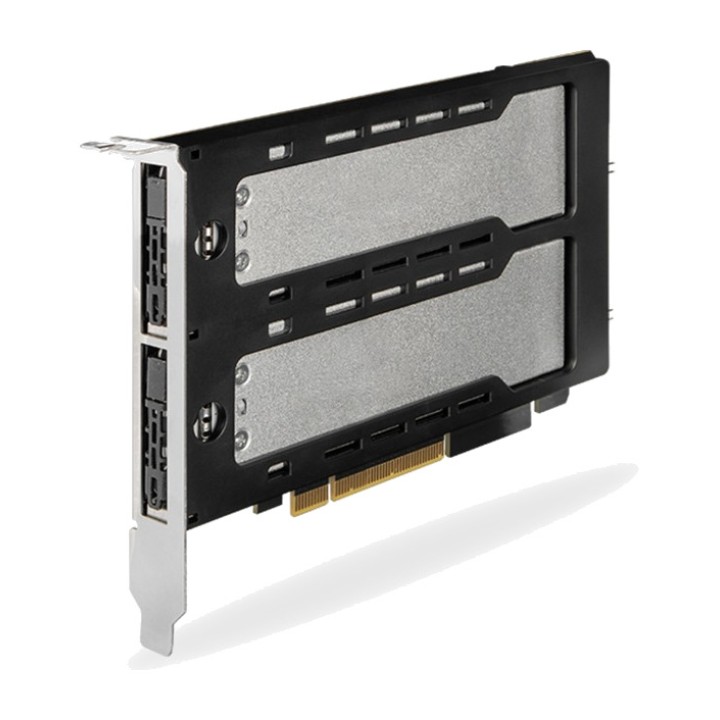 ICY DOCK PCIe card with removable trays for 2 M.2 NVMe SSDs
