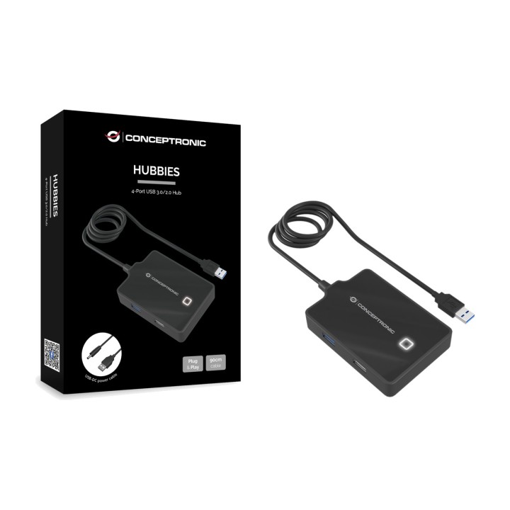 CONCEPTRONIC 4-Port-USB-Hub mit Kabel HUBBIES10B 1X 3.0 3X