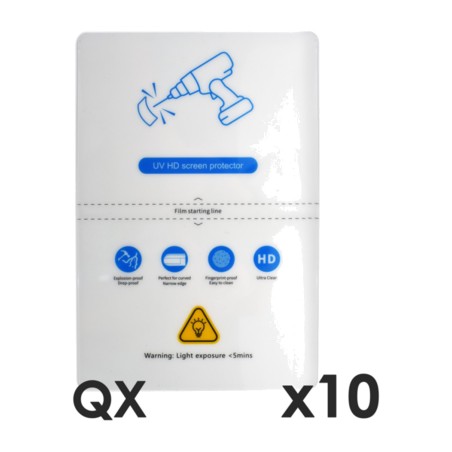 pack mit 10 premium-hybrid-hydrogel-folien zur uv-befestigung uv-hq qx1-lite