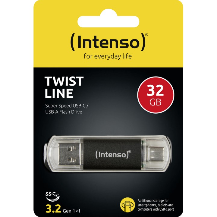 INTENSO USB-Stick mit zwei Anschlüssen, Typ A und C TWIST