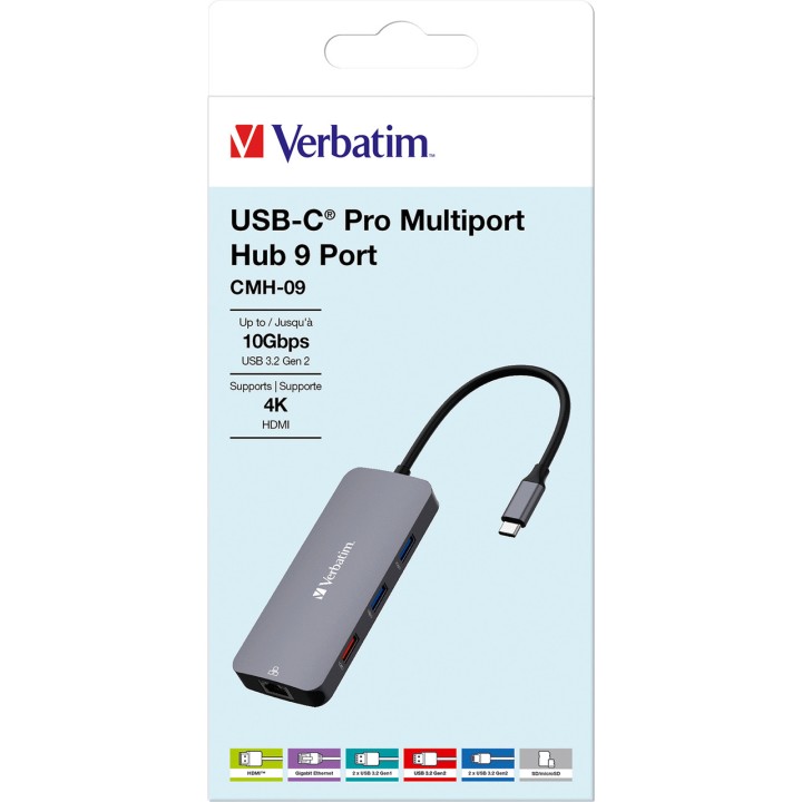 VERBATIM Hub multiporta USB-C con HDMI, rete e lettore di