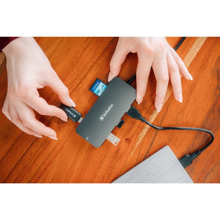 VERBATIM USB-C multiport hub with HDMI, network and card