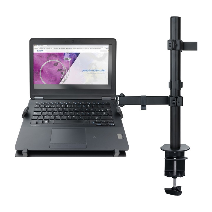 TOOQ Tischhalterung für Monitor und Laptop mit zwei Armen