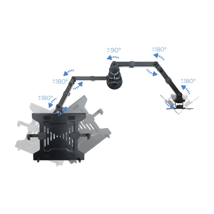 TOOQ Supporto da tavolo per monitor e laptop con due bracci