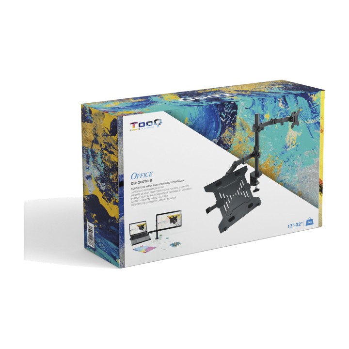 TOOQ Tischhalterung für Monitor und Laptop mit zwei Armen
