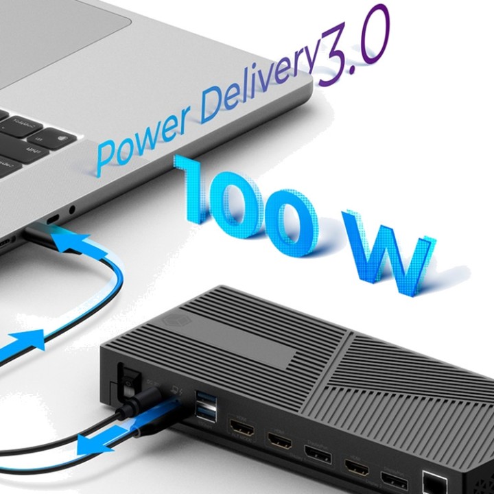 ICY BOX Docking station con cinque uscite video e rete