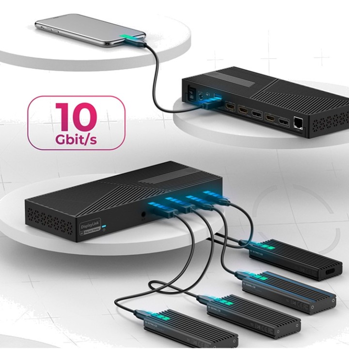 ICY BOX Station d’accueil avec cinq sorties vidéo et réseau