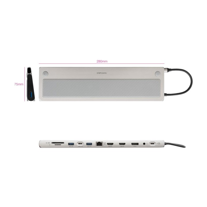 NANOCABLE USB-C-Dockingstation mit Dual-HDMI, DisplayPort,