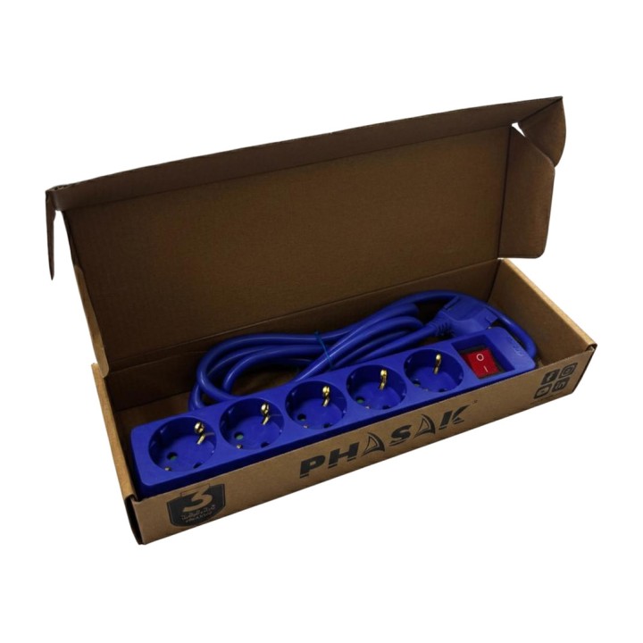 PHASAK Regleta de 5 tomas schuko con interruptor 16A 1,8M BN-0825 DSP0000042585