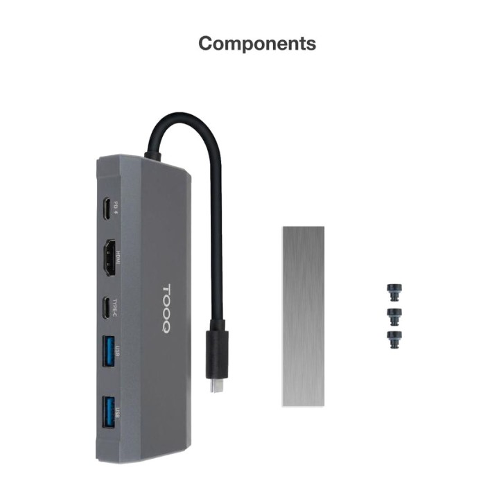 TOOQ Externé puzdro pre SSD s USB-C hubom 5 v 1 a HDMI