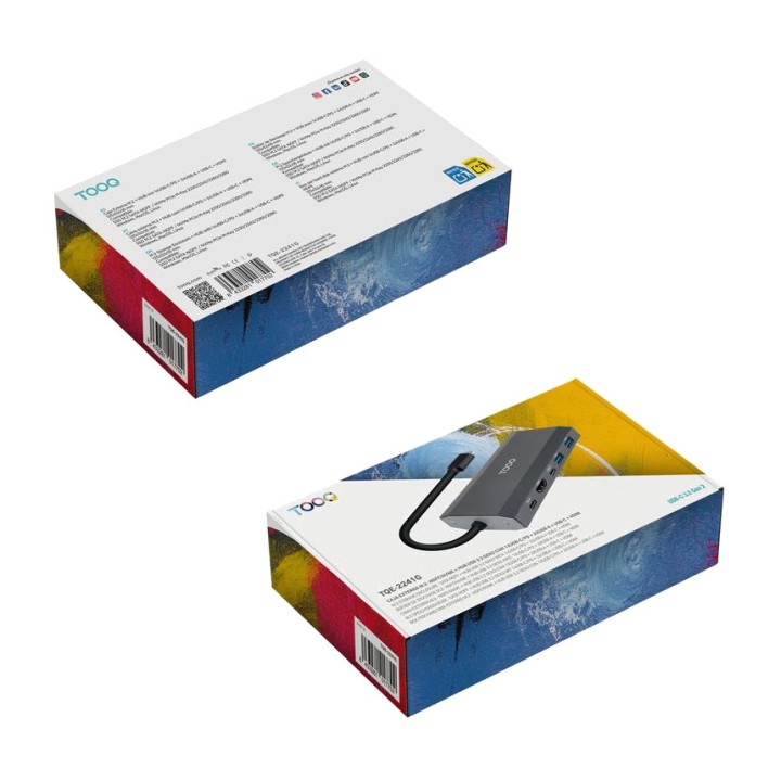 TOOQ Extern kapsling för SSD med USB-C-hub 5 i 1 och HDMI
