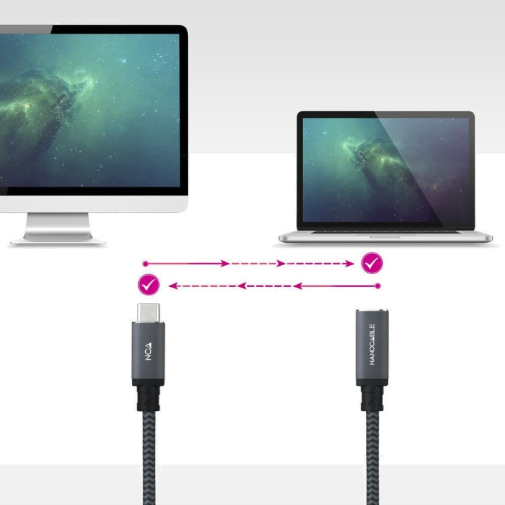 NANOCABLE Cablu prelungitor USB-C împletit din bumbac tată