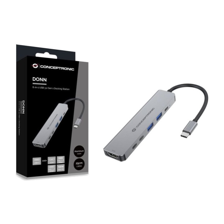 CONCEPTRONIC Adaptador multipuerto USB-C 6 en 1 con HDMI